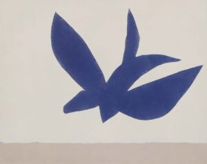 L’Oiseau bleu sur Fond gris..