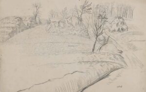 Landschaft mit Bäumen.