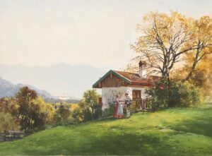 „Blick vom Gaissraitherbauer gegen Schloss Hohenburg“,