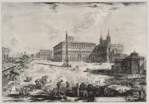 Veduta della Piazza e Basilica di S. Giovanni in Laterano.