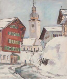 Dorfkirche im Schnee.