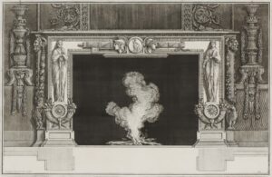 Cheminée ornée.