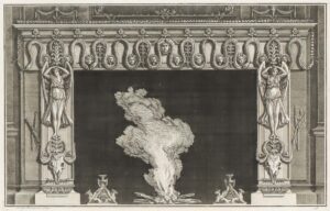 Cheminée ornée.