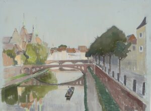 Kanal eines mittelalterlichen Städtchens – Hafen am Kanal.