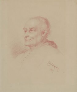 Kopf eines Kardinals im Dreiviertelprofil nach links.